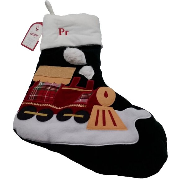 Pottery Barn Kids Train Luxe Velvet Stocking Christmas Holiday Xmas Quilted - Picture 1 of 9